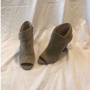 Suede open toe booties